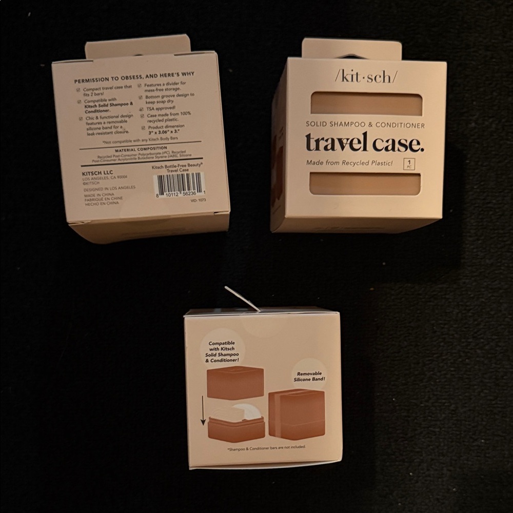 Kitsch Cream Travel Case for Shampoo & Conditioner